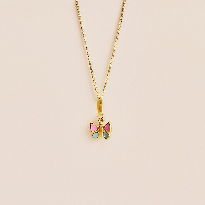 Goldene Halskette mit Schmetterling Anhänger für Mädchen
